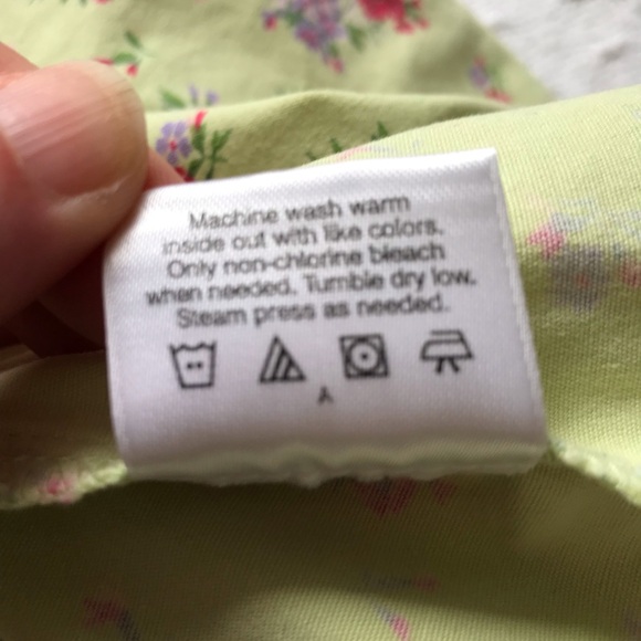 Hanna Andersson Ditsy Floral Apron Dress 14 Knee Length Slime Green Pink Purple - Picture 11 of 12